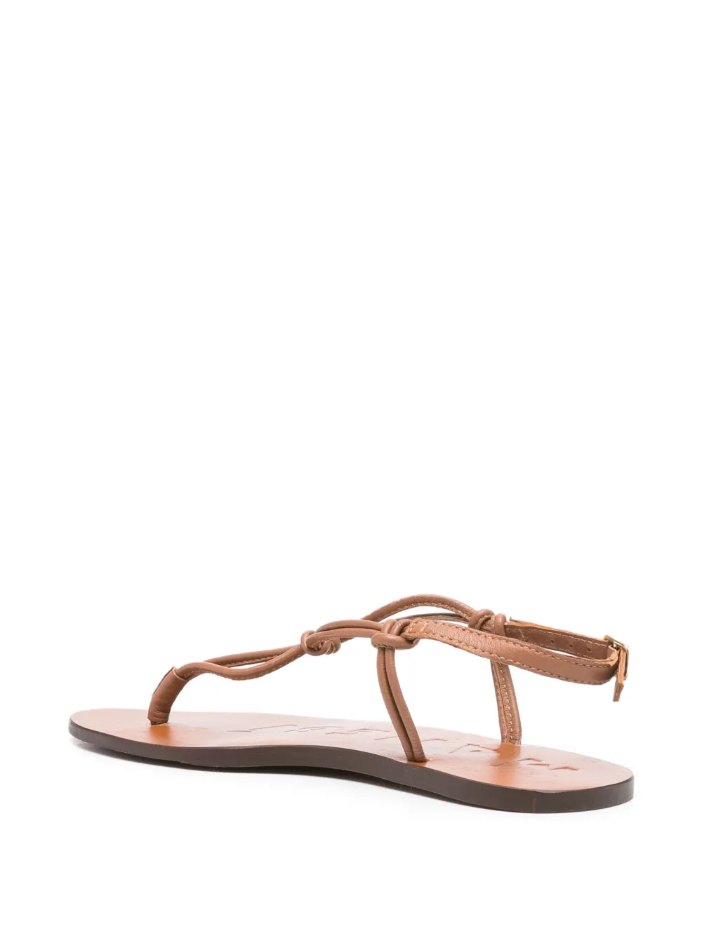 Manebi Canyon knotted leather thong sandals Brown