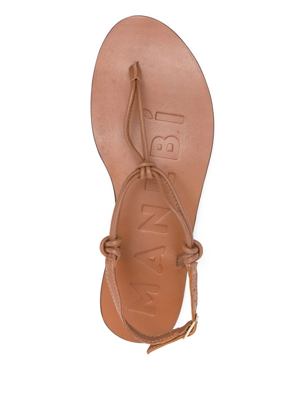 Manebi Canyon knotted leather thong sandals Brown