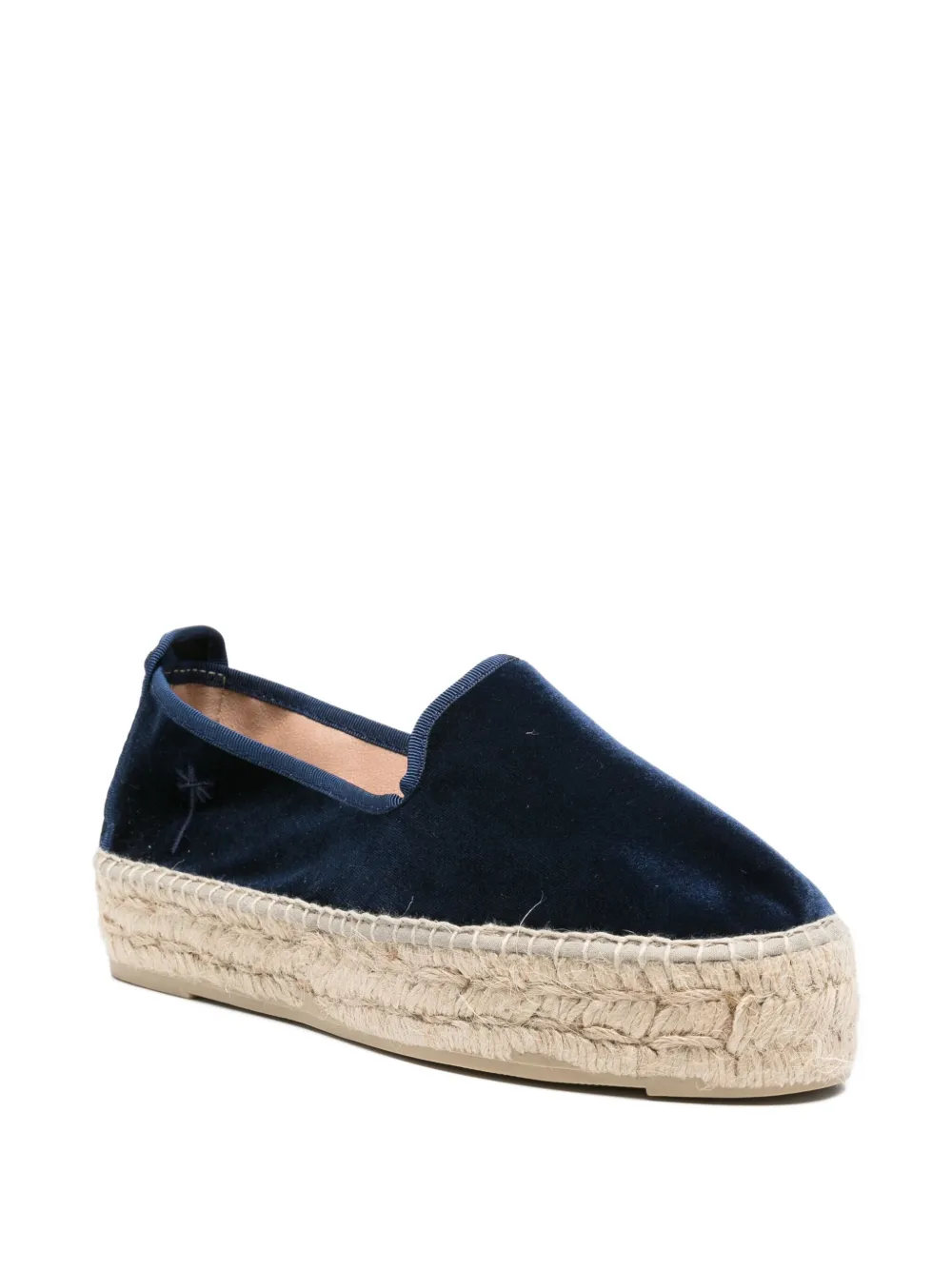 Manebi Monaco velvet platform espadrilles Blue