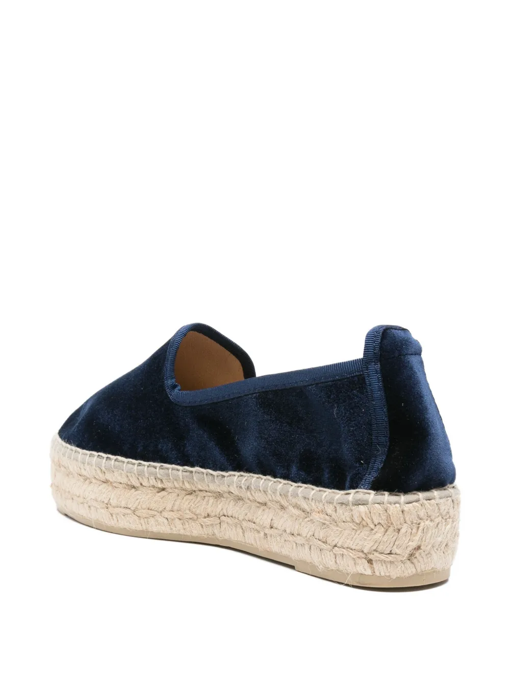Manebi Monaco velvet platform espadrilles Blue