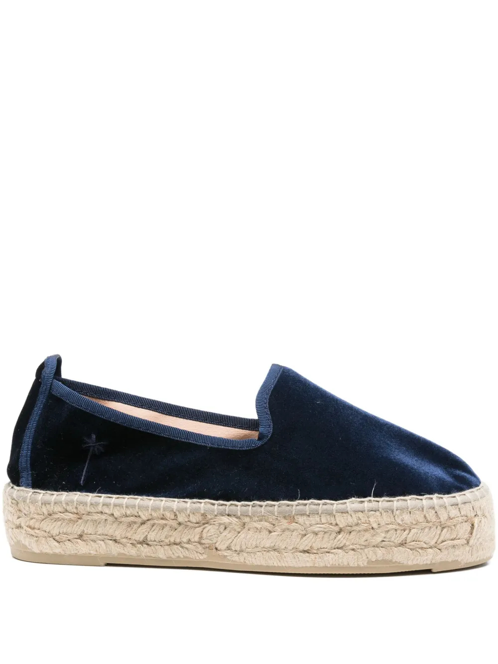 Manebi Monaco velvet platform espadrilles Blue