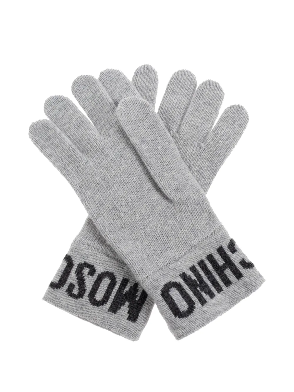 Moschino logo-detail wool gloves Grijs