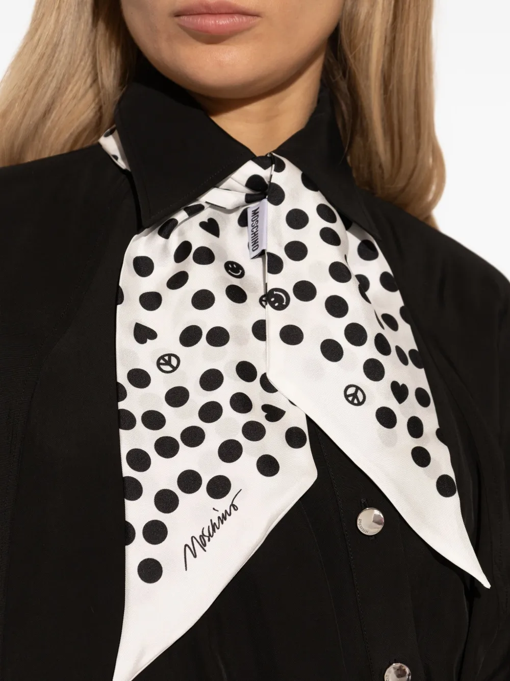 Moschino Sjaal met stippen Wit