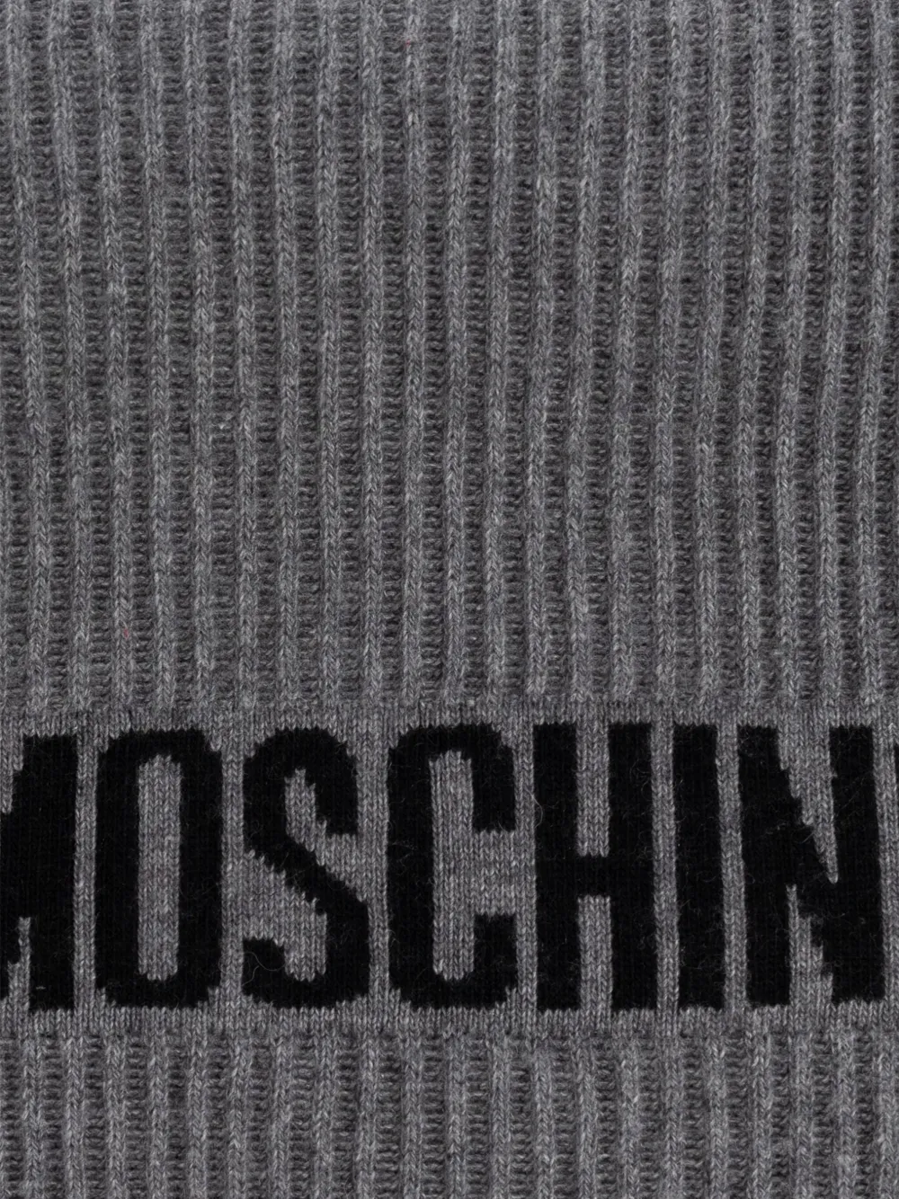 Moschino Geribbelde sjaal met intarsia logo Grijs
