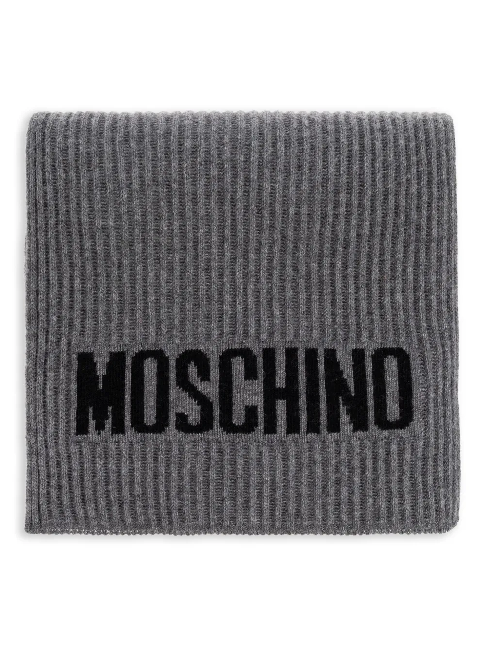 Moschino Geribbelde sjaal met intarsia logo Grijs