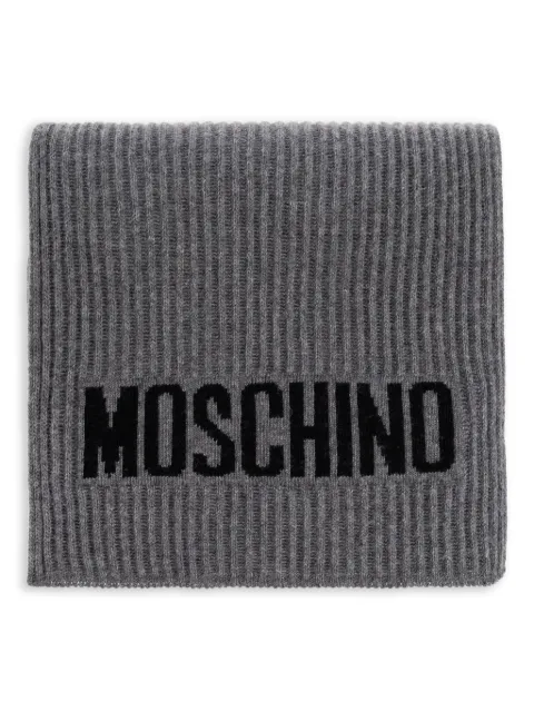 Moschino intarsia knit logo ribbed scarf