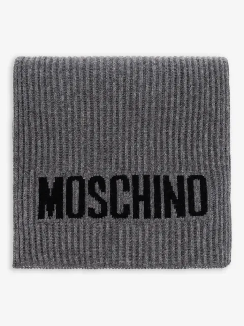 Moschino intarsia knit logo ribbed scarf