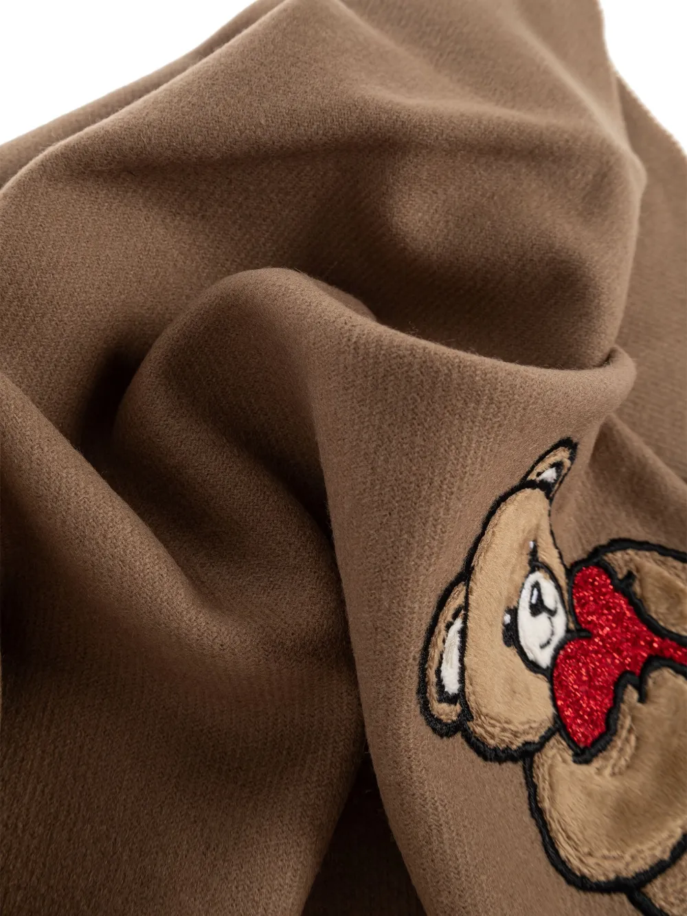 Moschino teddy heart-embroidered scarf Beige