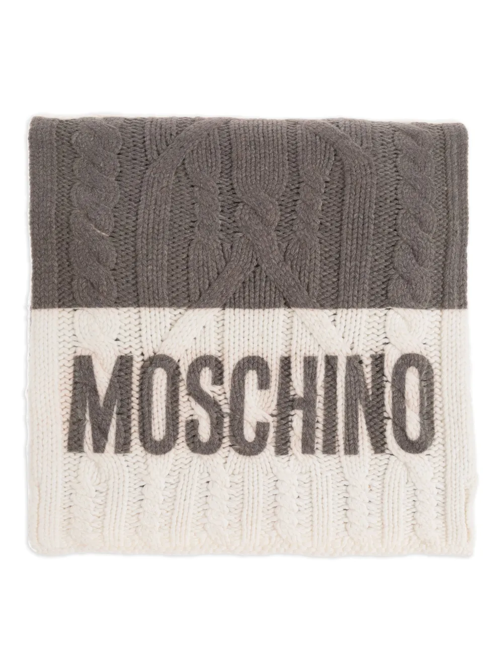 Moschino Kabelgebreide sjaal met vlakken Grijs