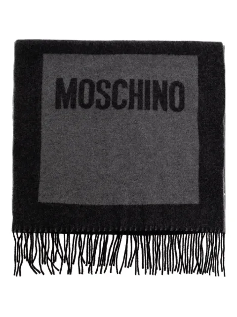 Moschino logo-print fringed scarf
