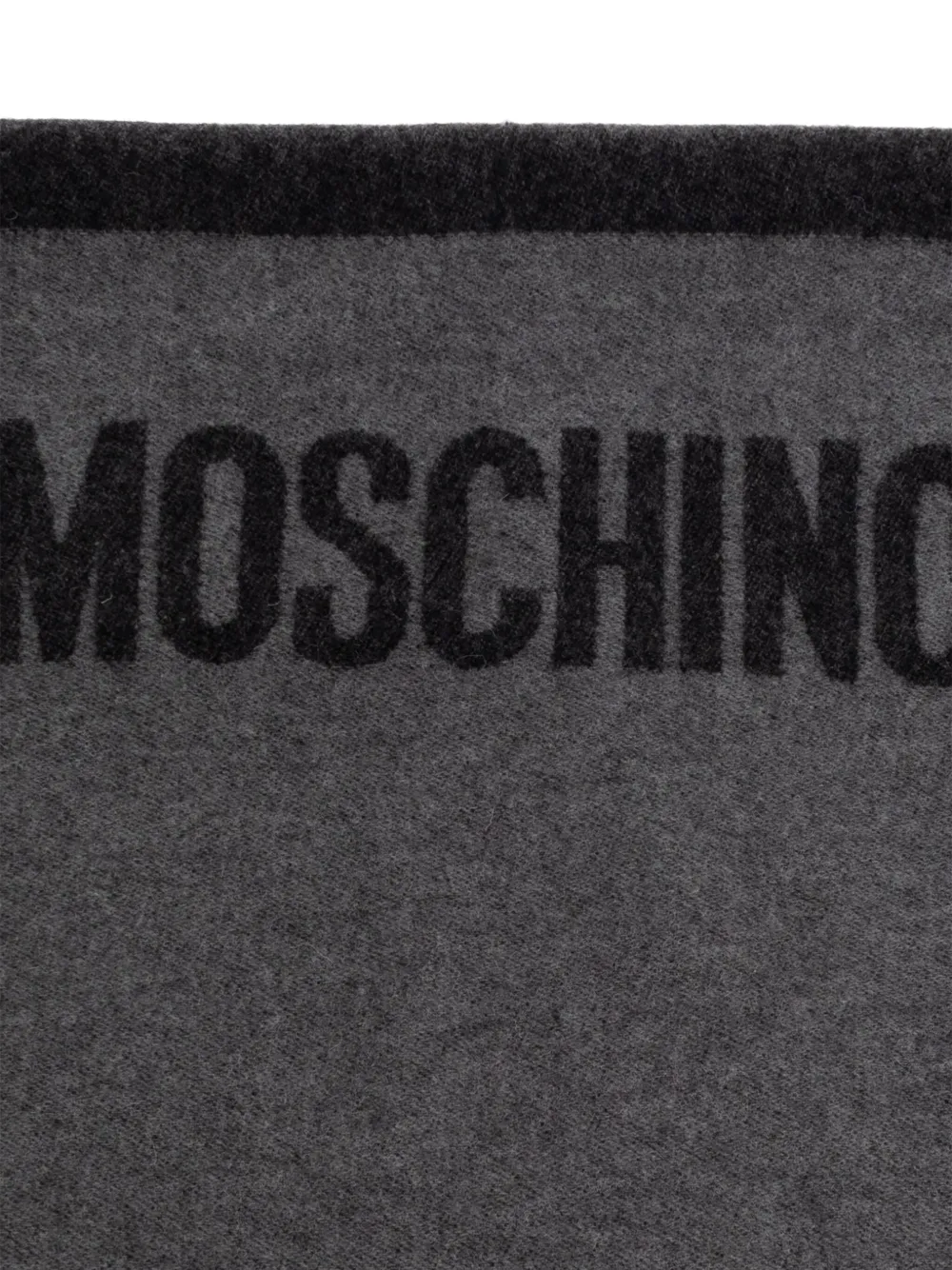 Moschino logo-print fringed scarf Grijs