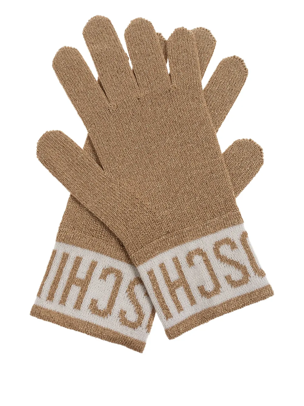 Moschino Handschoenen met logo Beige