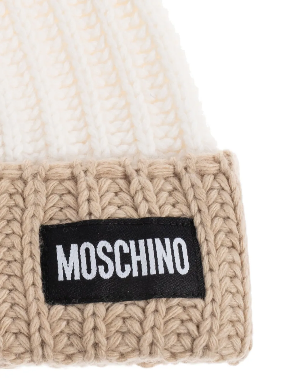 Moschino ribbed logo-patch beanie Wit