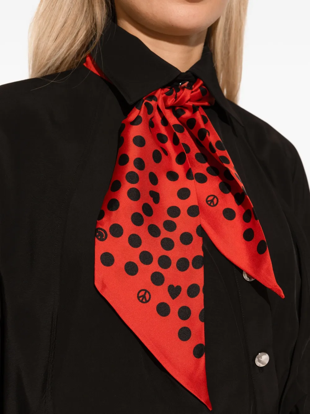 Moschino polka-dot print silk scarf Rood