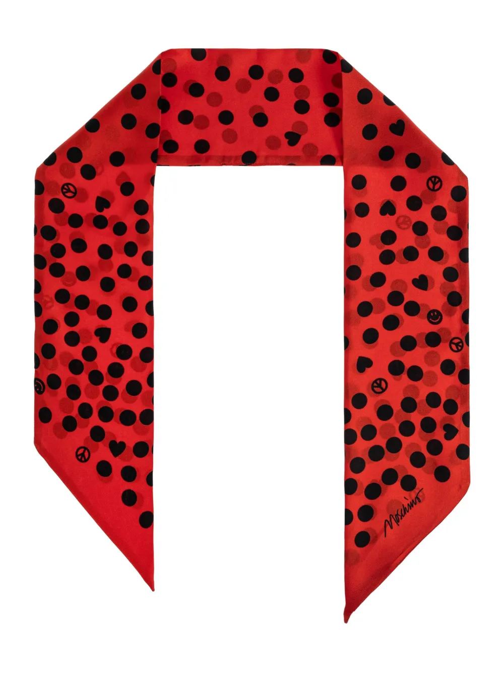 Moschino polka-dot print silk scarf Rood