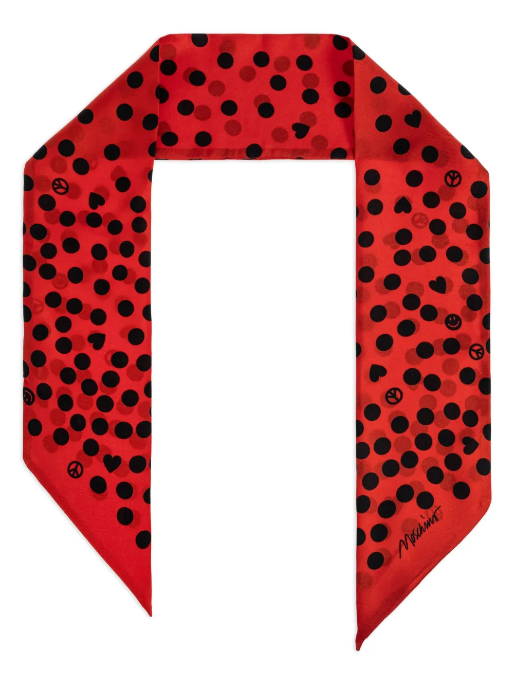 Moschino Zijden sjaal met stippen Rood