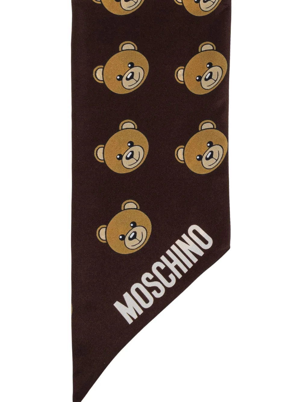 Moschino teddy-print silk scarf Bruin