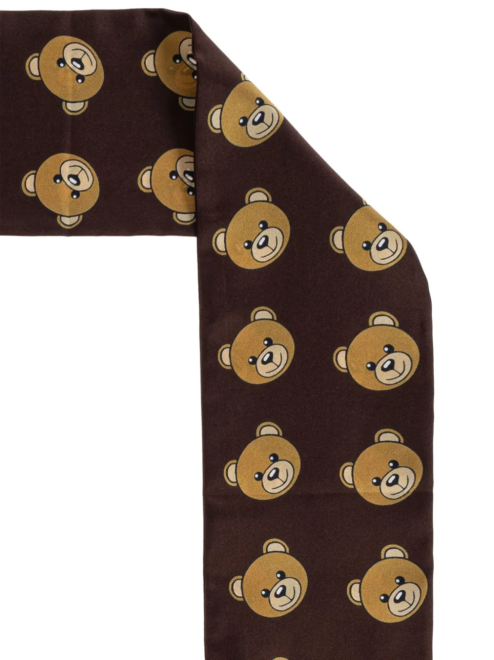 Moschino teddy-print silk scarf Bruin