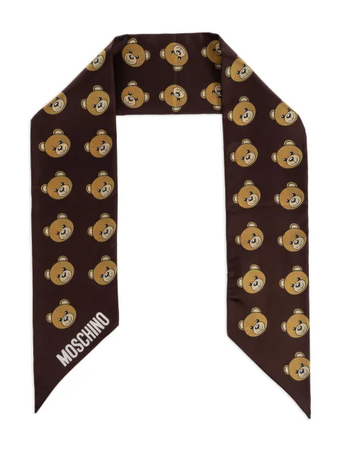Moschino teddy-print silk scarf