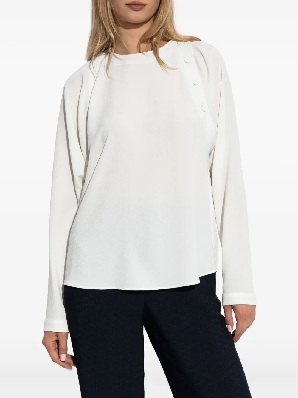 Emporio Armani button-detail raglan-sleeves blouse Wit