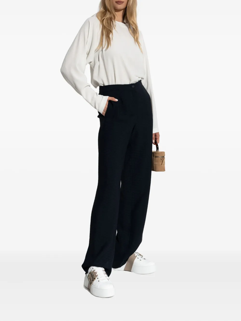 Emporio Armani button-detail raglan-sleeves blouse Wit