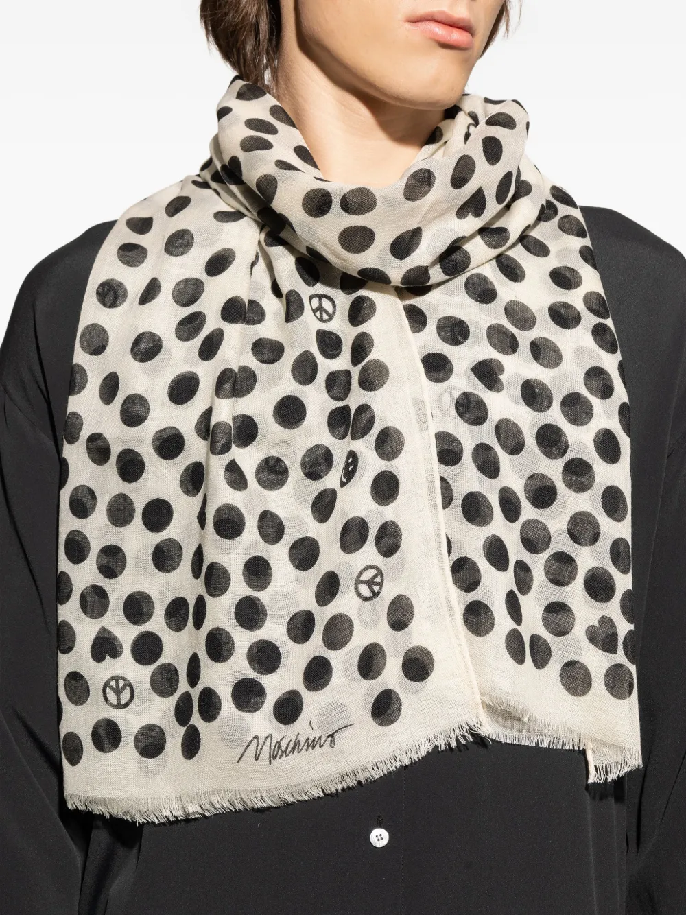 Moschino polka-dot pattern scarf Wit