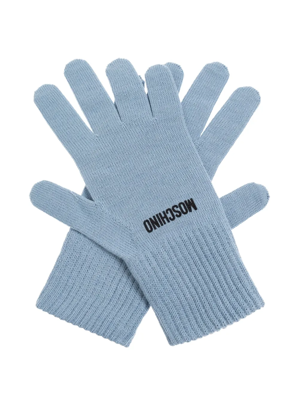 Moschino Geribbelde handschoenen met geborduurd logo Blauw