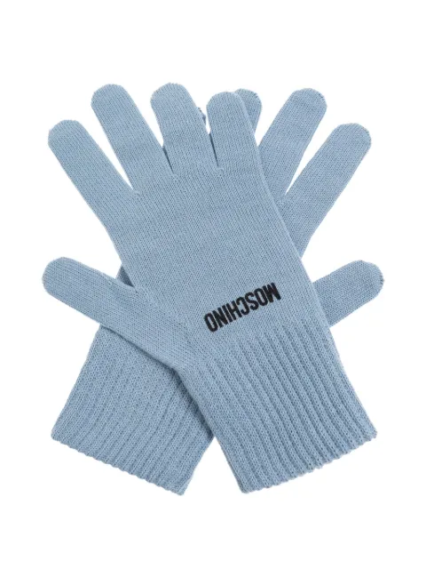 Moschino logo-embroidered ribbed gloves