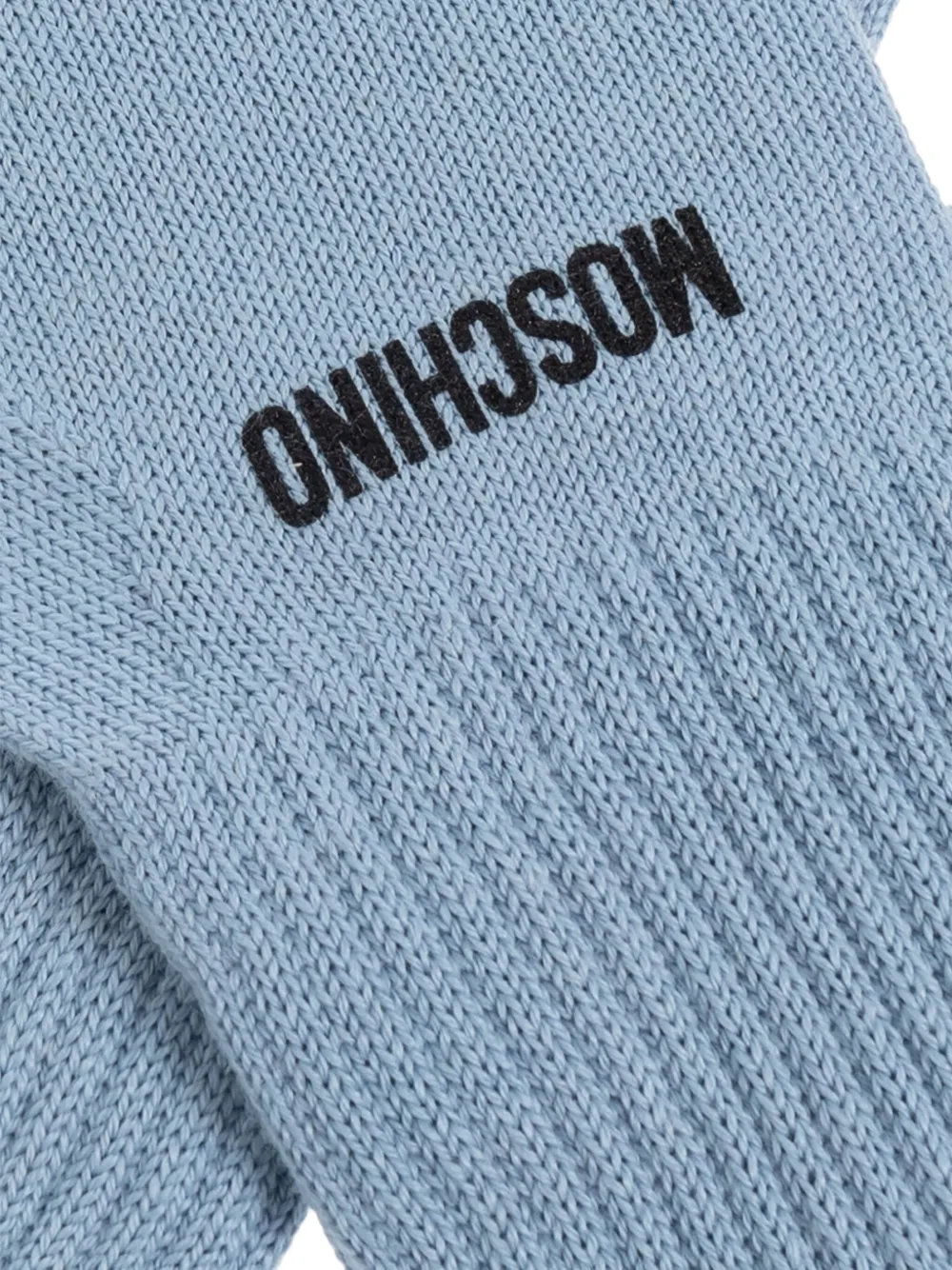 Moschino Geribbelde handschoenen met geborduurd logo Blauw