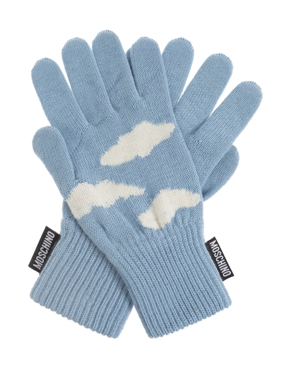 Moschino cloud-intarsia gloves Blauw