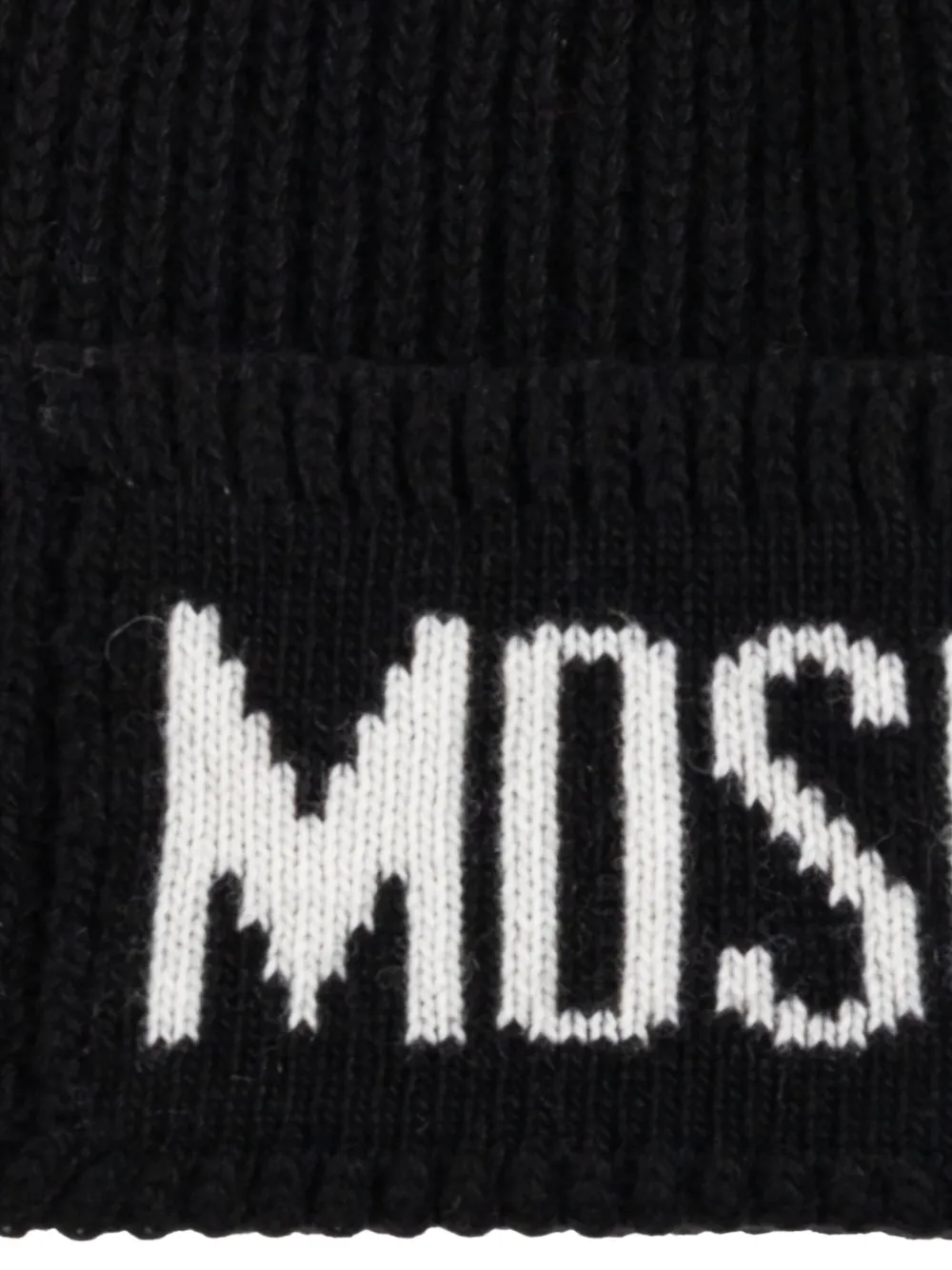Moschino ribbed logo-detailed beanie Zwart
