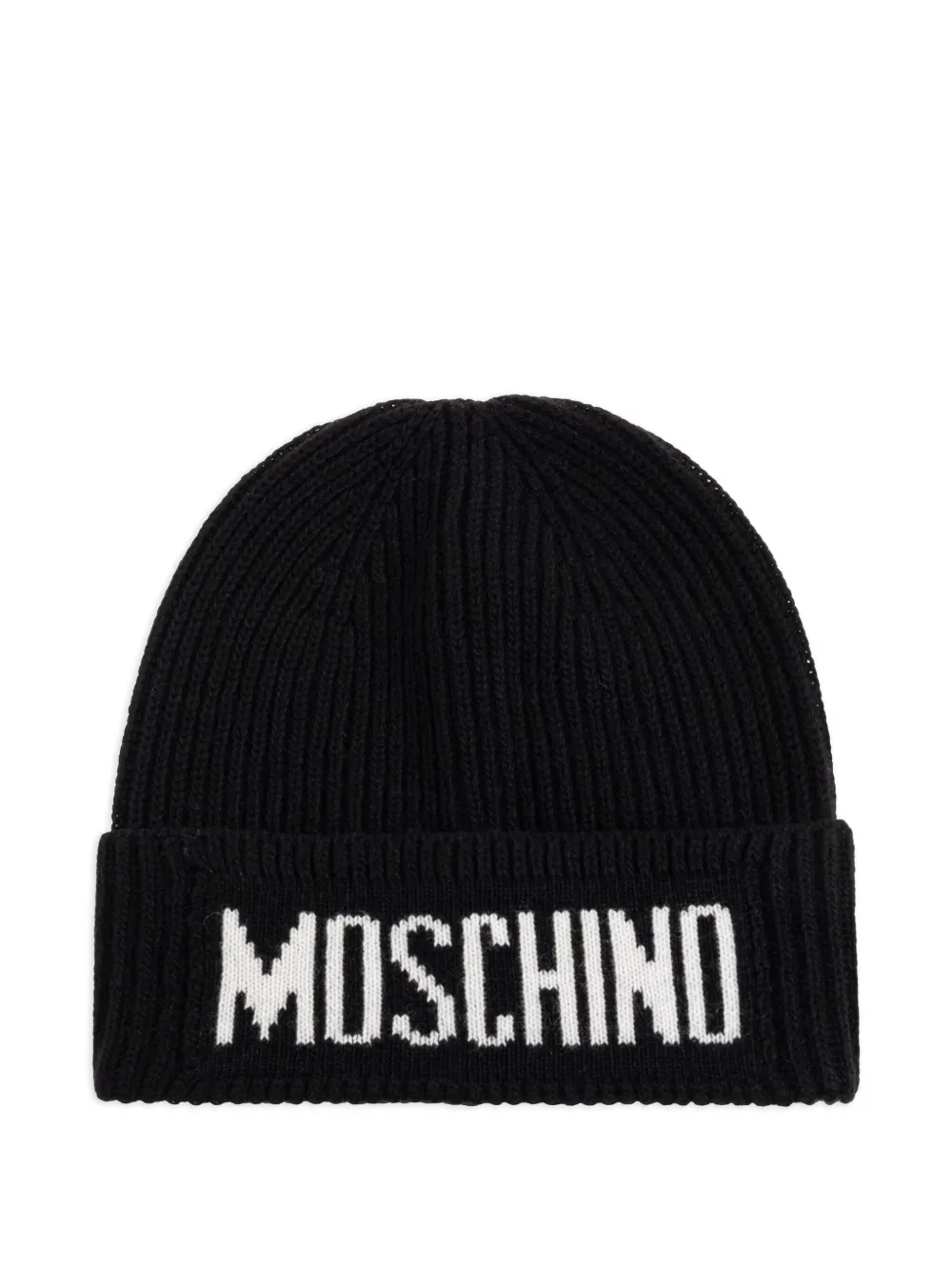 Moschino ribbed logo-detailed beanie Zwart