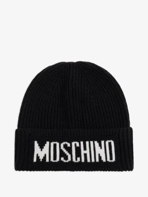 Moschino ribbed logo-detailed beanie