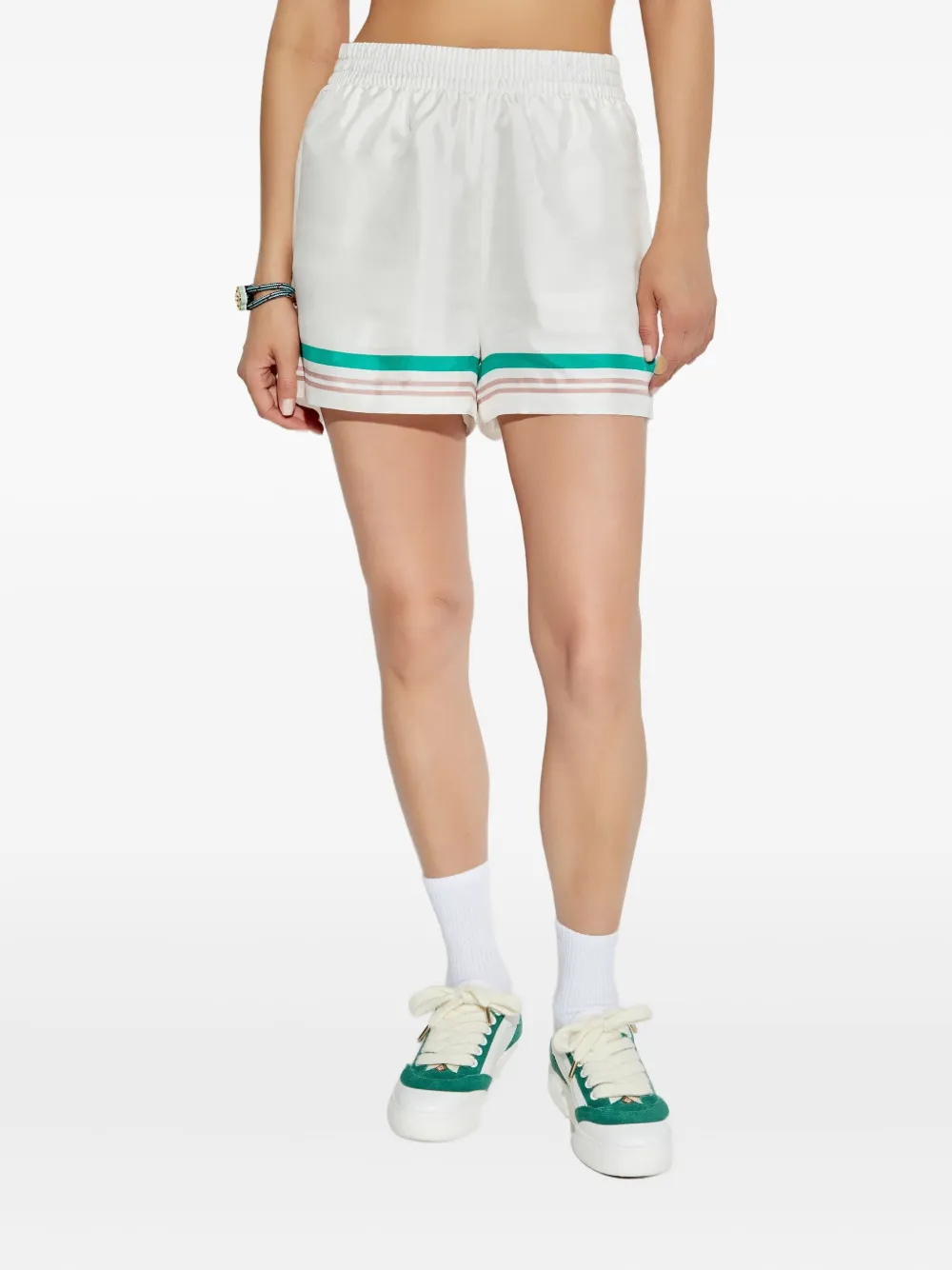 Casablanca silk striped shorts Wit