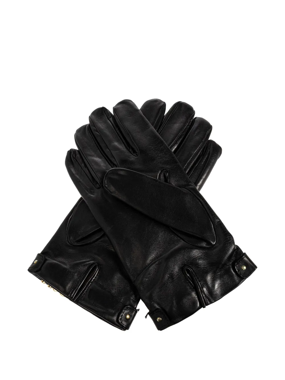 Moschino logo-plaque leather gloves Zwart