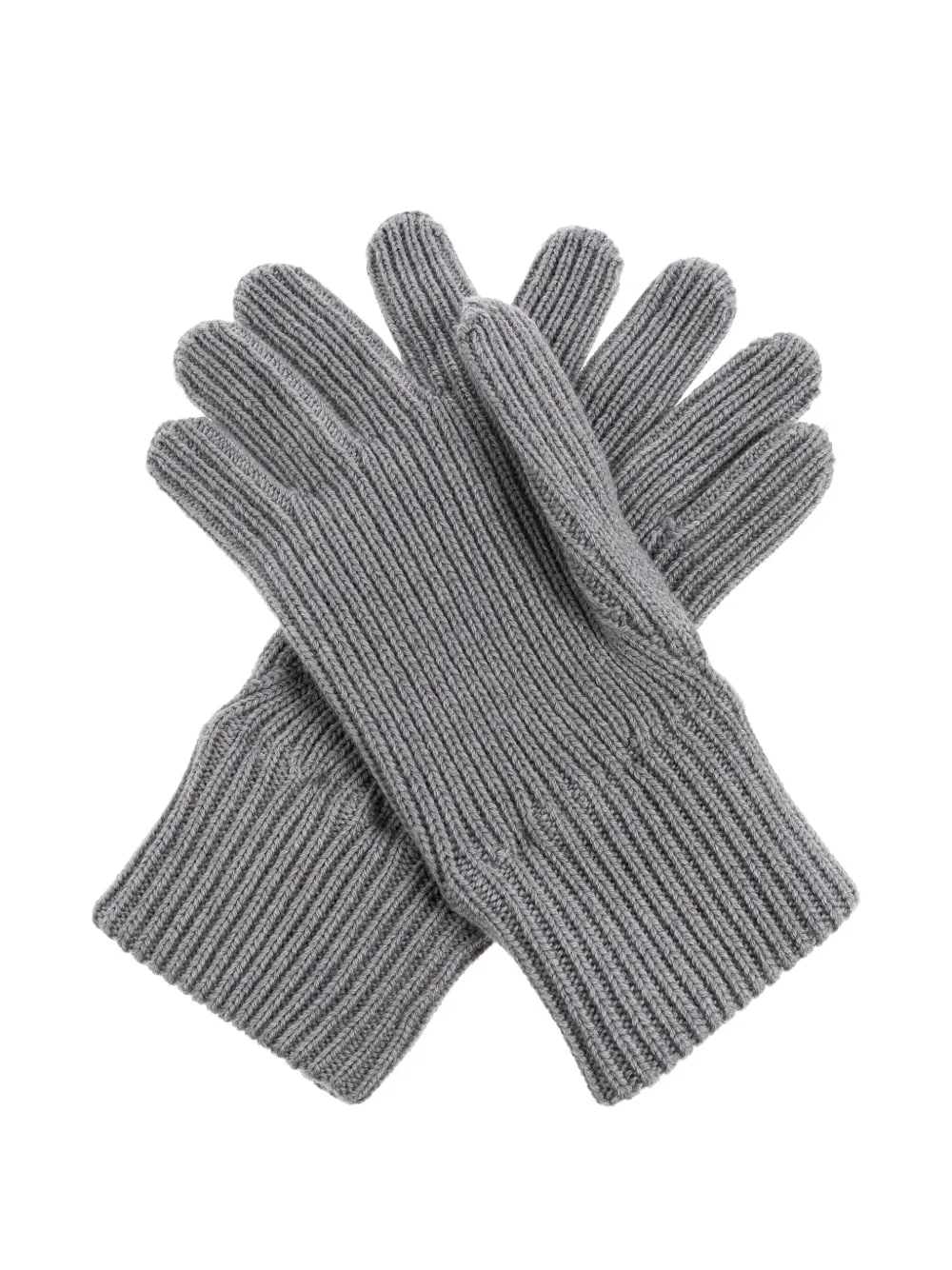 Moschino barcode-appliqué ribbed gloves Grijs