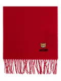 Moschino teddy bear-embroidered fringed scarf