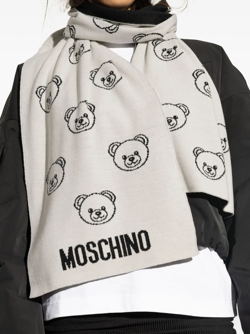 Moschino Sjaal met teddybeerprint Grijs