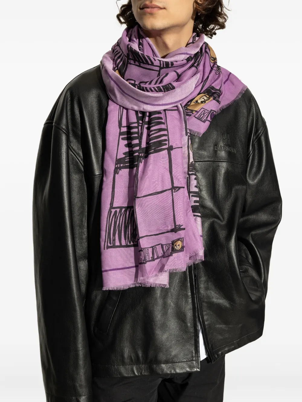 Moschino Sjaal met teddybeerprint Paars