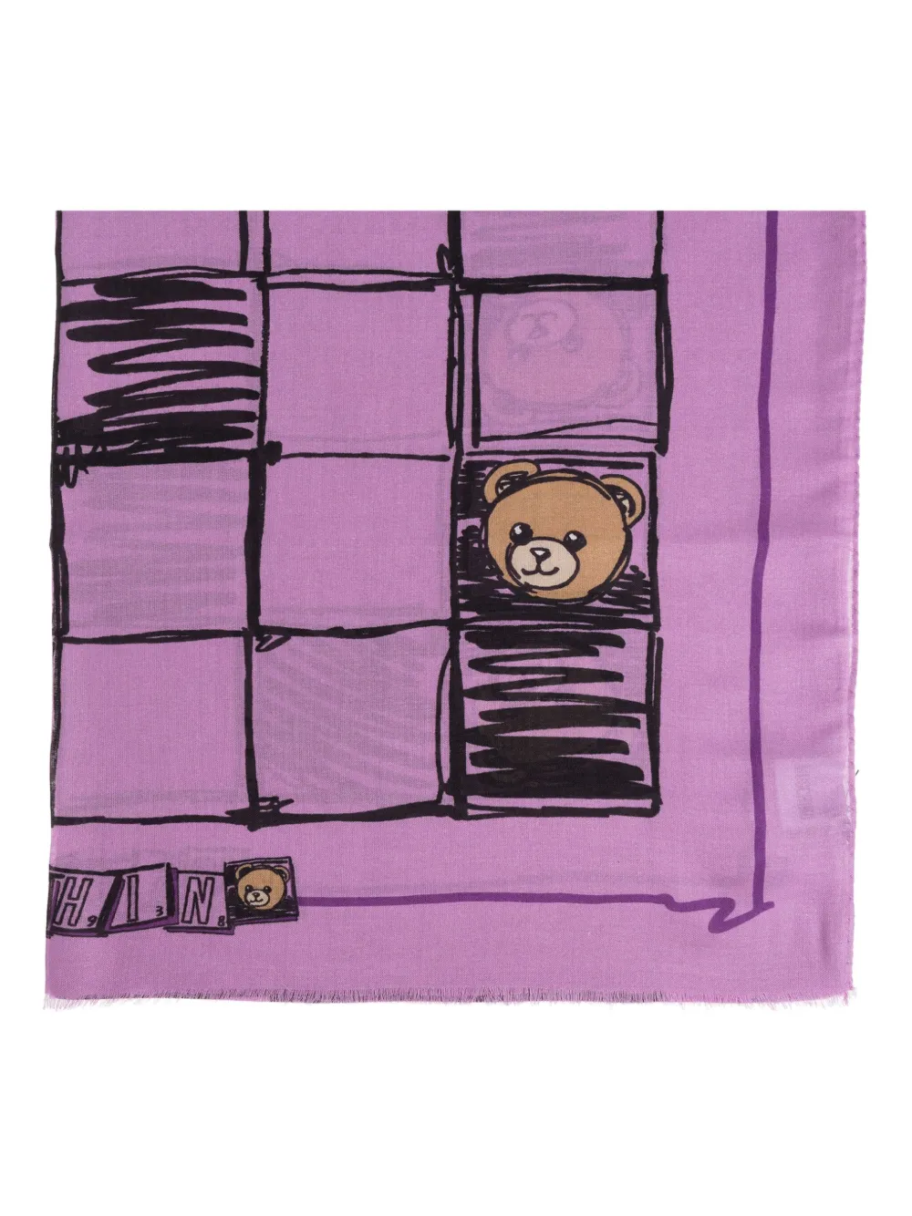 Moschino Teddy-print scarf Paars