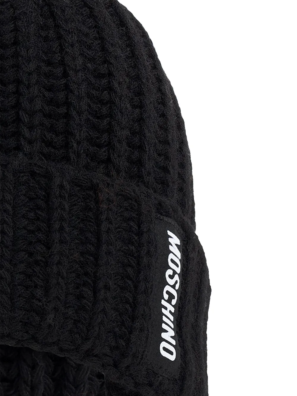 Moschino ribbed-knit wool balaclava Zwart