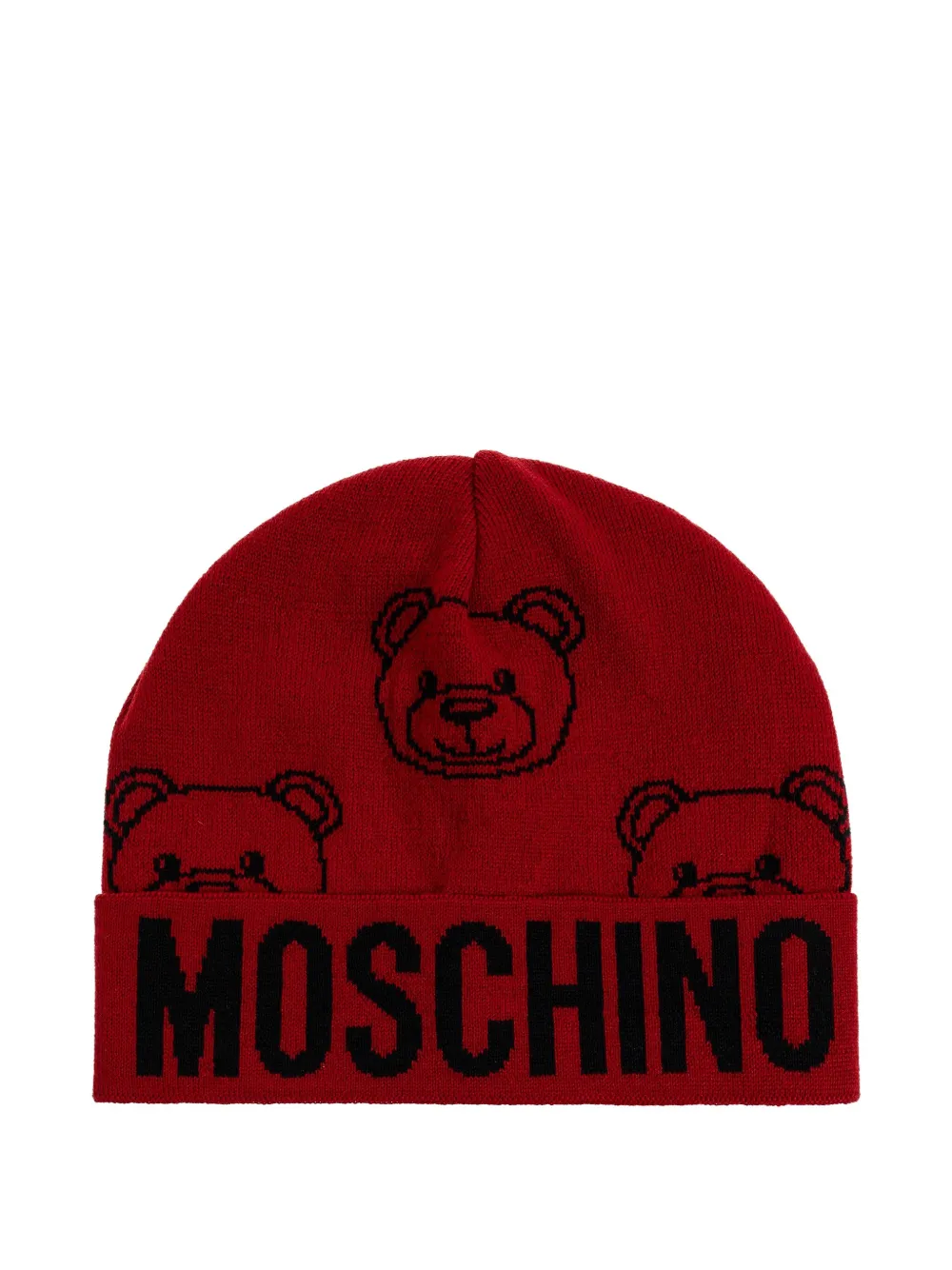 Moschino Muts met teddybeerprint en logo Rood