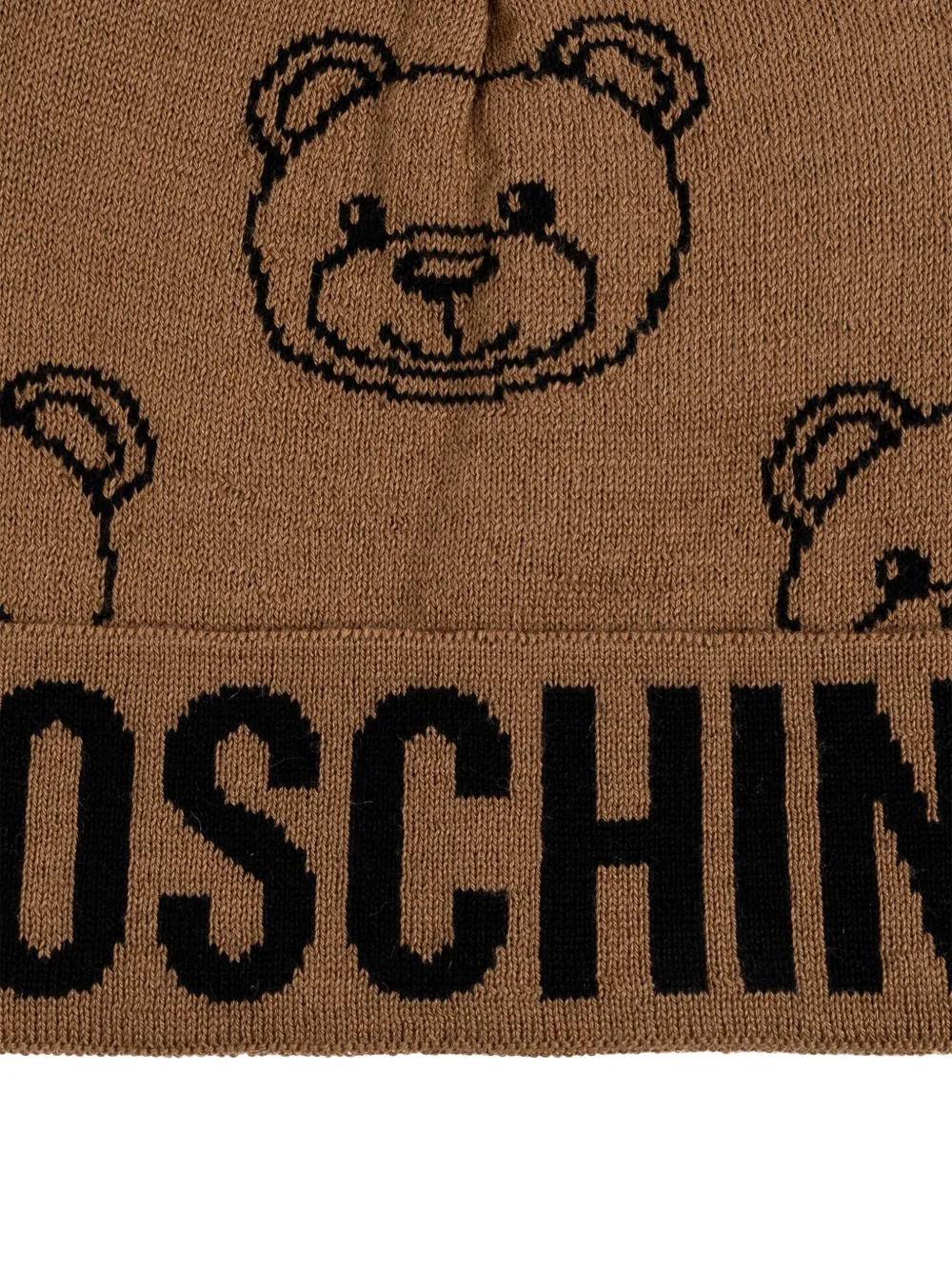 Moschino teddy-print logo beanie Bruin