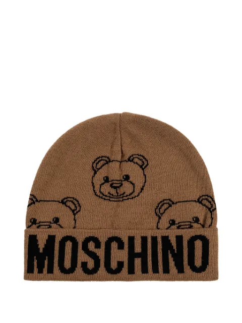 Moschino teddy-print logo beanie