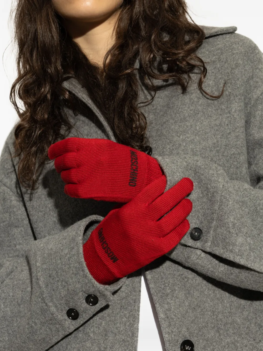 Moschino Handschoenen van wolblend met geborduurd logo Rood