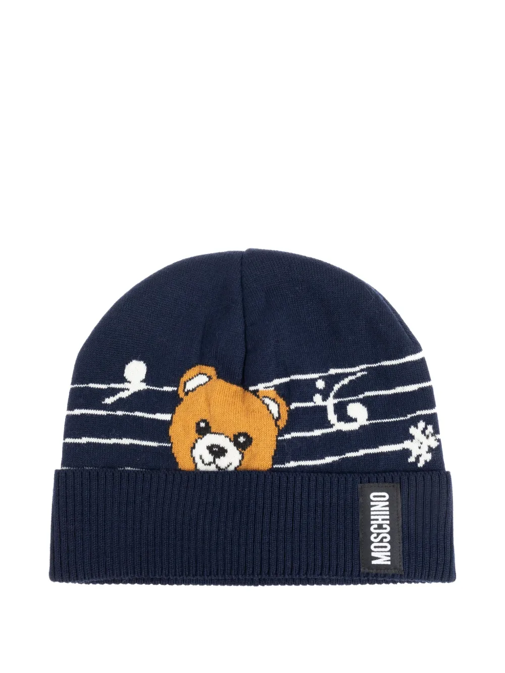 Moschino teddy-print musical-note beanie Blauw