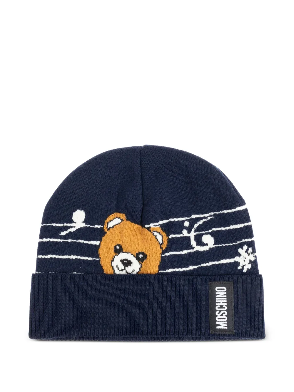 Moschino Muts met teddybeerprint en muzieknoot Blauw