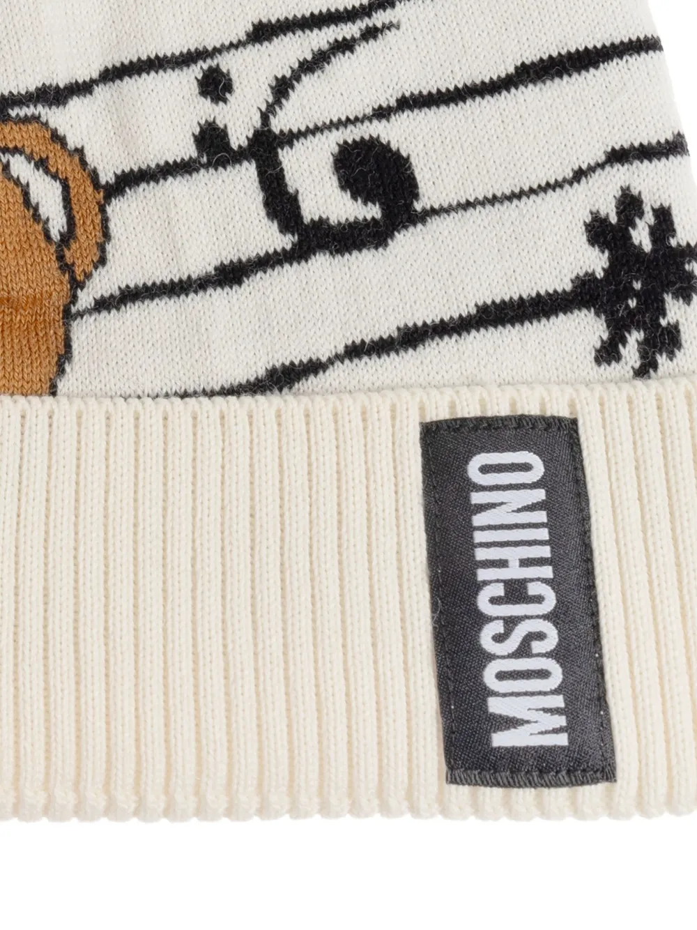 Moschino teddy-bear musical-note beanie Wit