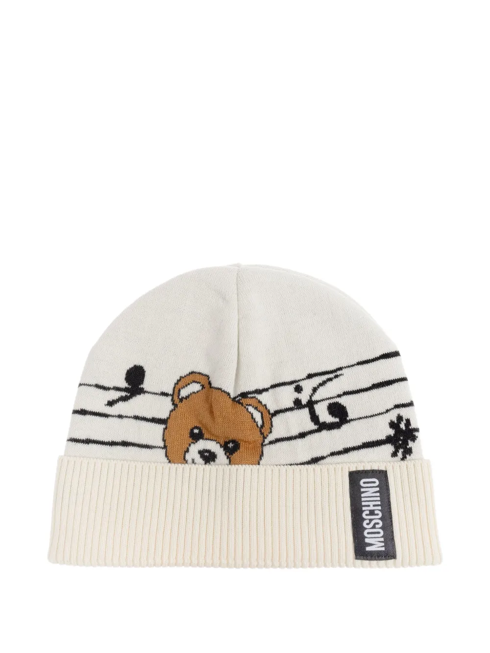 Moschino teddy-bear musical-note beanie Wit