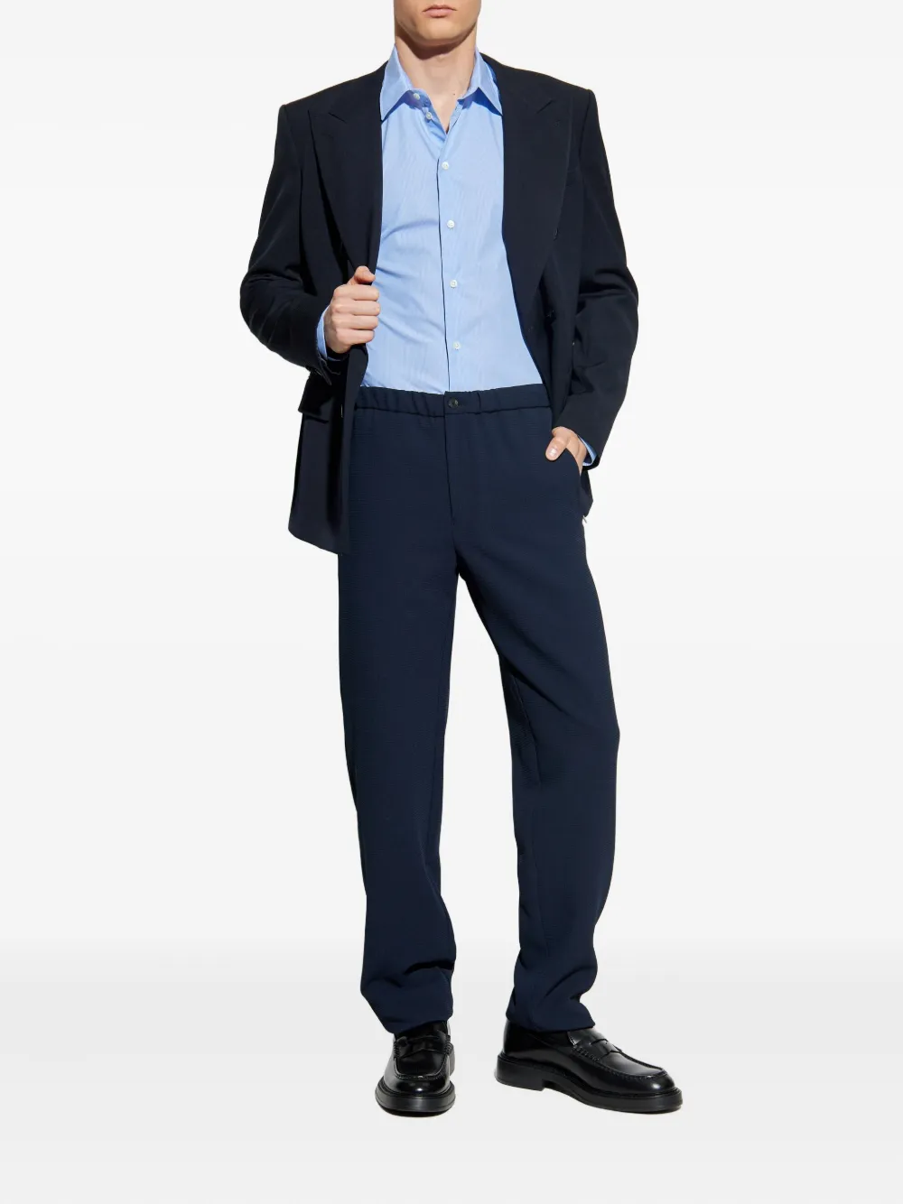Emporio Armani striped long-sleeved shirt Blauw